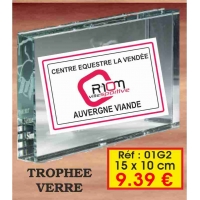 TROPHEE VERRE PRESTIGE : REF. 01G2P - 15 x 10CM